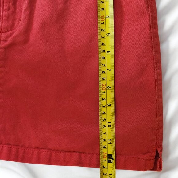 Split Red Cotton Mini Skirt | Y2K Retro Back Pocket Button Detail | Size 5 - Picture 5 of 9